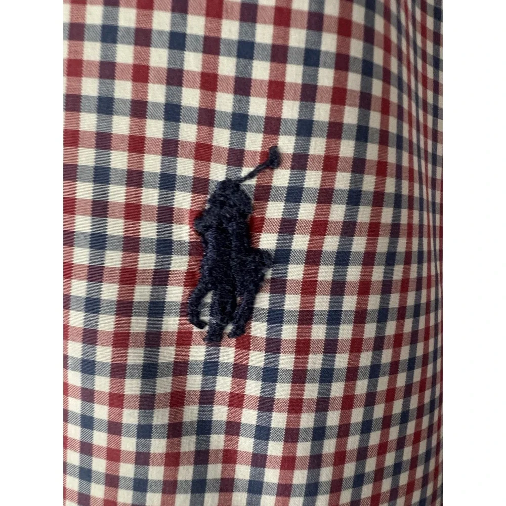 Polo Ralph Lauren Shirt Mens XXL Red Blue White Gingham Cotton Button Down Pony